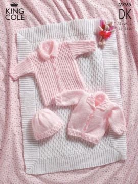 King Cole 2795 Blanket, Hat, Jumper and Cardigan