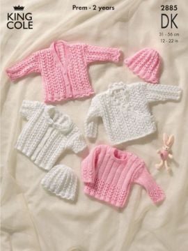 King Cole 2885 Wrap Cardigan, Children's Button Cardigan and V Neck Sweater