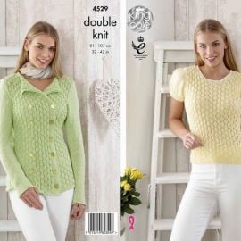 King Cole 4529 Top and Cardigan in Giza Cotton DK