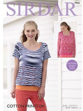 Sirdar 7943 Ladies T-Shirt Style Top with Lace Detail