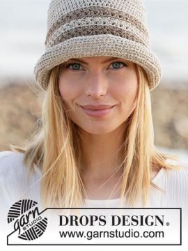 DROPS Crisp Summer Crochet Hat in Bomull-Lin