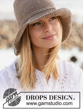 DROPS Garden Girl Crochet Hat in Bomull-Lin