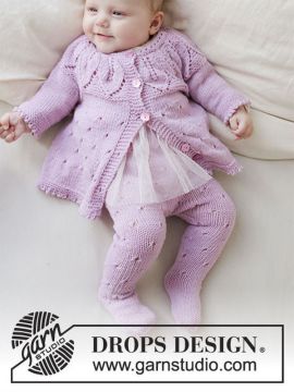 DROPS Pink Petals Baby Jacket & Tights in Baby Merino
