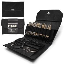 LYKKE Inter Changeable Circular Knitting Needle Set 5in Tips Driftwood Black Denim