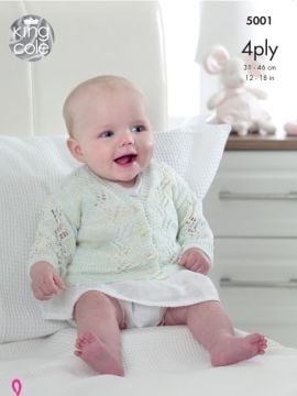 King Cole 5001 Baby Lace Cardigans & Bonnet