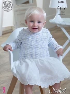 King Cole 5003 Baby Crochet Cardigan, Sweater, Vests & Blanket