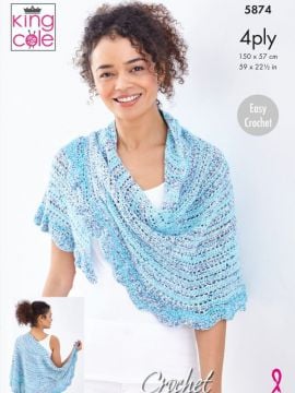 King Cole 5874 Shawls in Summer 4Ply