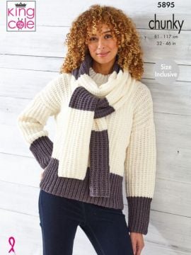King Cole 5895 Chunky Jumpers and Scarf