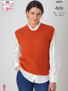 King Cole 6295 Round-Neck Cardigan and Tank Top