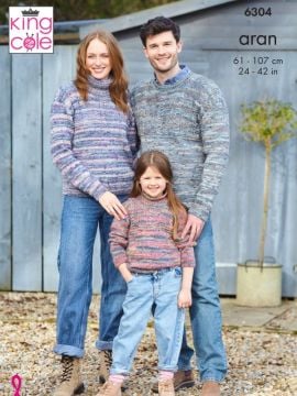 King Cole 6304 Round, Turtle and Cowl Neck Sweaters