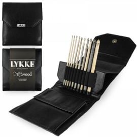 LYKKE Crochet Hook Set Driftwood Black Faux Leather