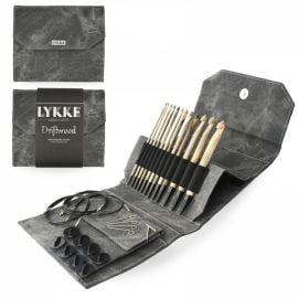 LYKKE 6in Interchangeable Crochet Hook Set Driftwood Birchwood Gray Denim Effect