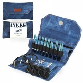 LYKKE Interchangeable Circular Knitting Needle Set 3.5in Tips Birchwood Indigo