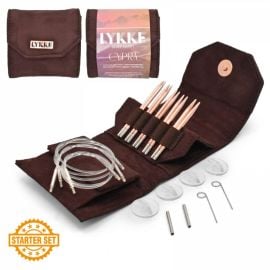 LYKKE Starter Set Inter Changeable Circular Needle 3.5in Tips Cypra Brown
