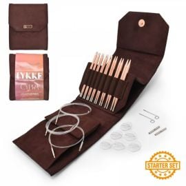 LYKKE Starter Set Inter Changeable Circular Needle 5in Tips Cypra Brown