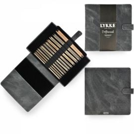 LYKKE Straight Single Pointed Knitting Needle Set 25cm (10in) Length Driftwood Grey Denim