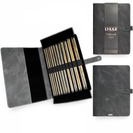 LYKKE Straight Single Pointed Knitting Needle Set 35cm (14in) Length Driftwood Grey Denim