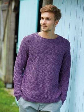Patons Cotton Moments Men's Textured Sweater
