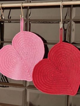 Patons Cotton Moments Crochet Heart Pot Holders