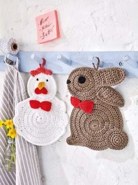 Patons Cotton Moments Crochet Easter Animal Pot Holders