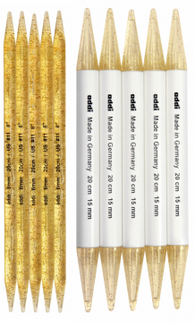 addi Plastic Gold Glitter Double Pointed Needles 8/10in (20/25cm)