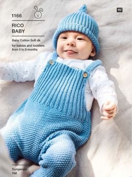 Rico KIC 1166 Baby Cotton Soft DK Dungarees and Hat