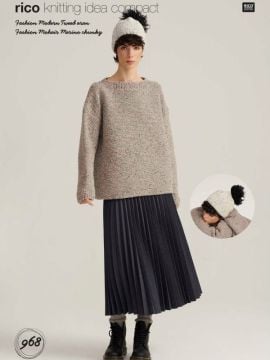 Rico KIC 968 Garter Stitch Sweater & Hat