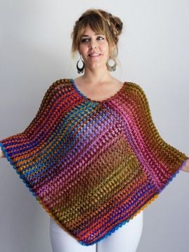 Urth Yarns Eyelet Poncho in Uneek Worsted