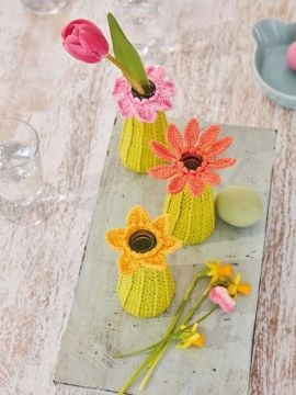 Patons Cotton Moments Crochet Flower Vase Covers
