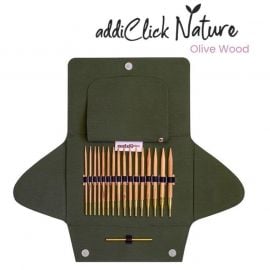 addi Olive Wood Click Inter Changeable Circular Knitting Needle Set