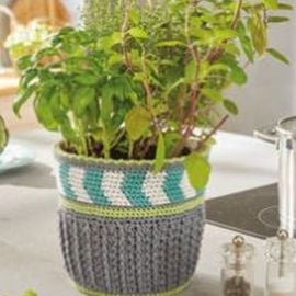 Patons Summer Cotton Moments Crochet Plant Pot Cover