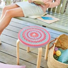Patons Summer Cotton Moments Crochet Mandala Stool Cover