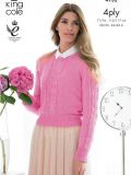 King Cole 4132 Ladies Sweater & Top In King Cole Bamboo Cotton 4 Ply