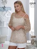 King Cole 4495 Mesh Wide Neck Tunic & V Neck Top Crochet in Opium