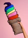 Crochet Rainbow Ice Cream Cushion