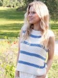 Moss Stitch and Stripes Top in DROPS Paris