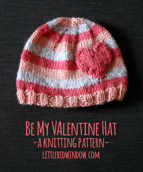 Free knitting patterns for Valentine's Day: baby hat by Little Red Window on Laughing Hens