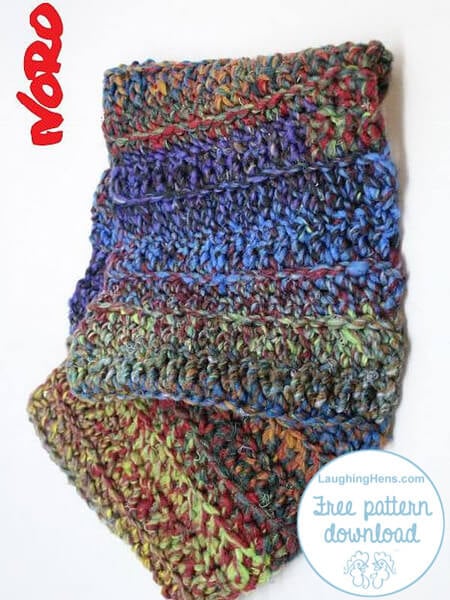 Free crochet patterns for beginners: one skein cowl on Laughing Hens