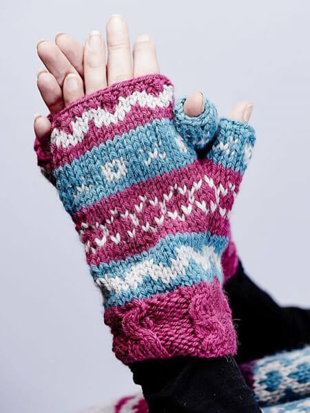 Free last minute knitting patterns for christmas: fair isle mitts on Laughing Hens