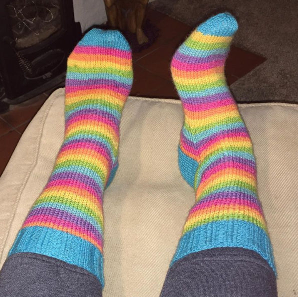 Rainbow self striping socks